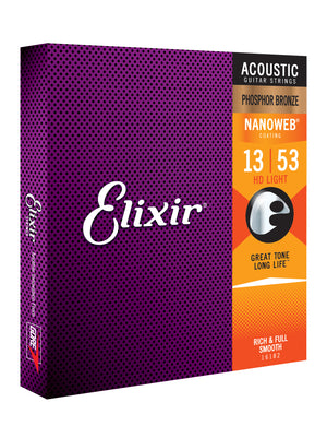 Elixir Strings Nanoweb Phosphor Bronze Acoustic Guitar Strings -.013-.053 HD Light