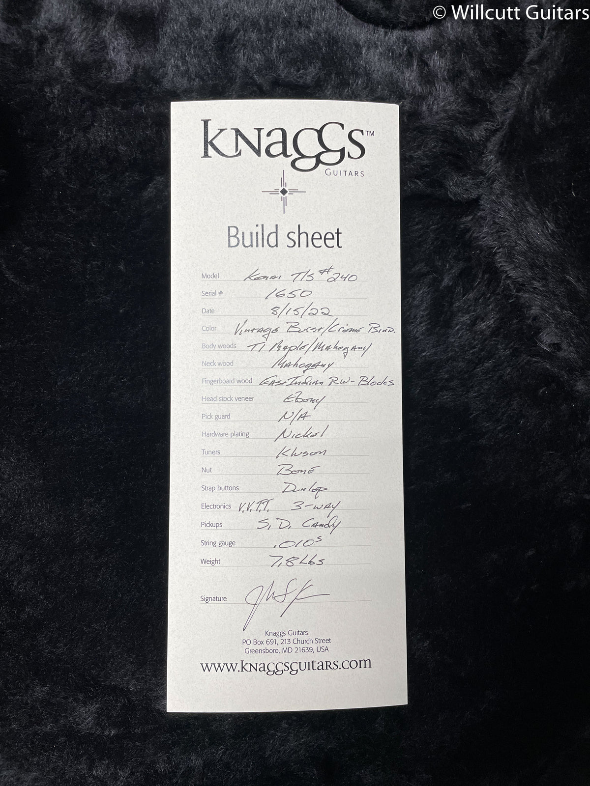 Knaggs Eric Steckel Kenai T/S Vintage Burst T1 Top Gloss Relic (650)