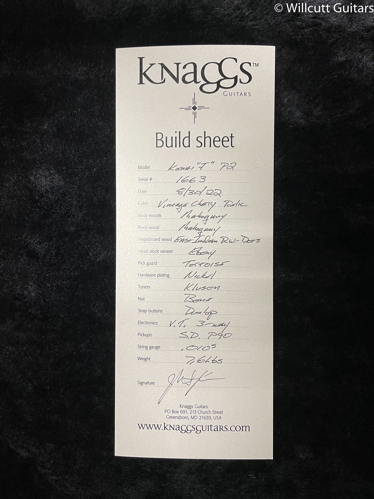 Knaggs Kenai J P2 Vintage Cherry Gloss Relic (663)