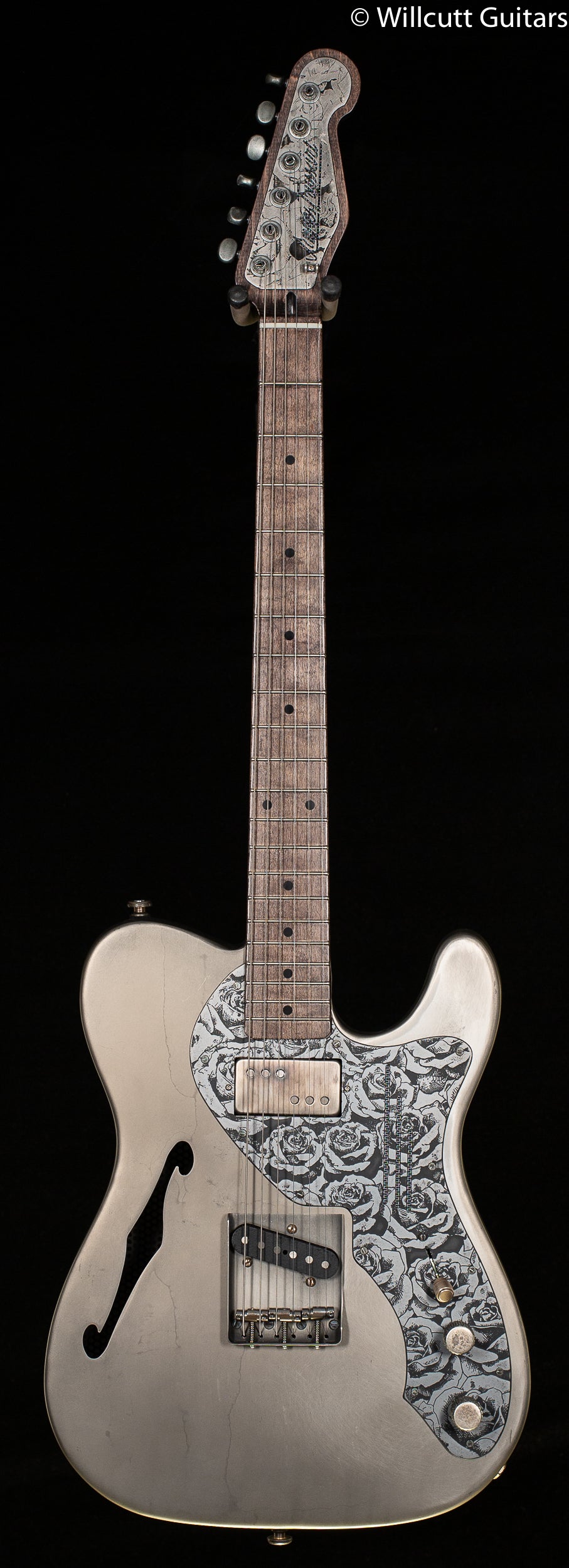 Trussart SteelCaster Antique Silver Deluxe Black Roses Engraved (070)