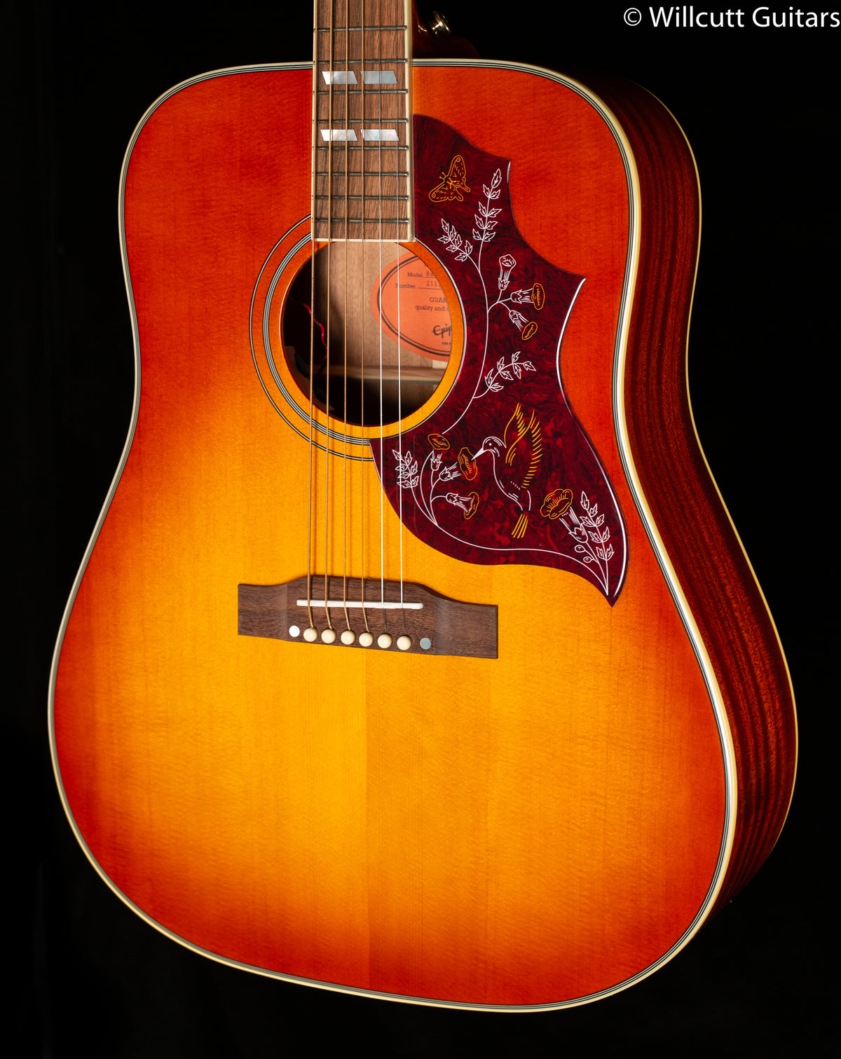 Epiphone Hummingbird All Solid Wood Fishman Sonitone Aged Cherry Sunburst Gloss (437)