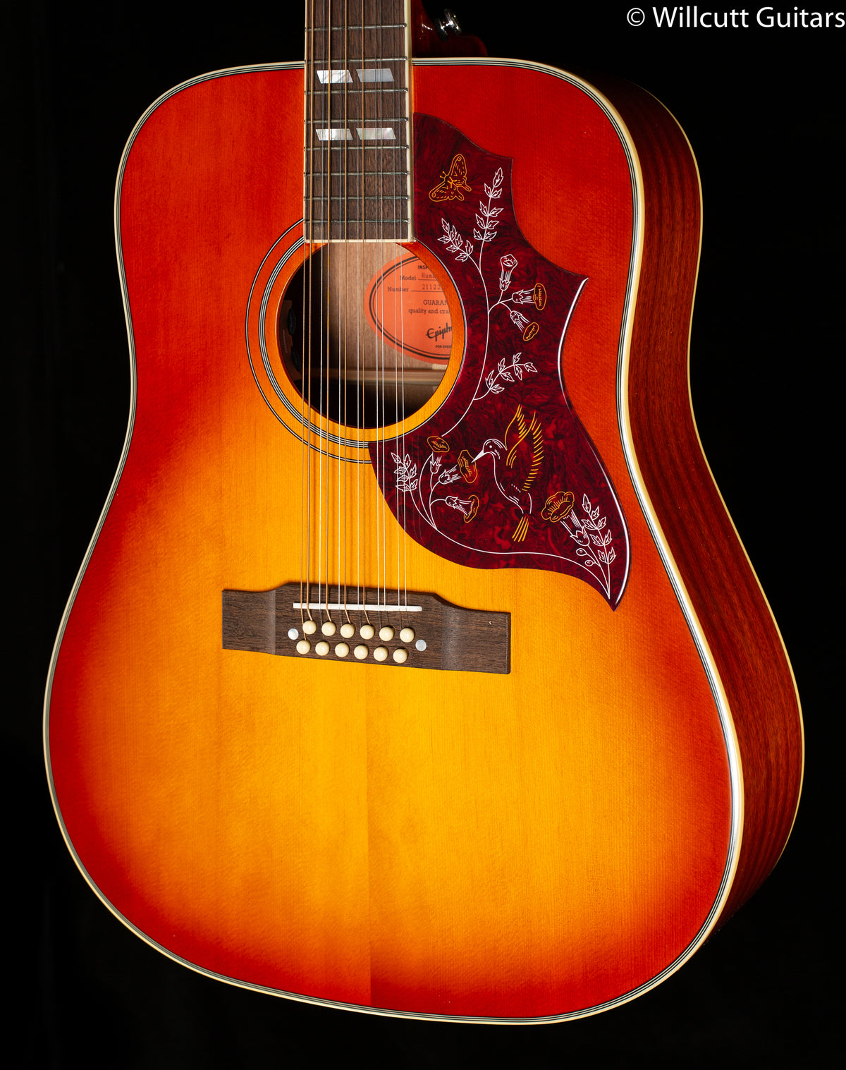 Epiphone Hummingbird 12-String All Solid Wood Fishman Sonitone Aged Cherry Sunburst Gloss (101)