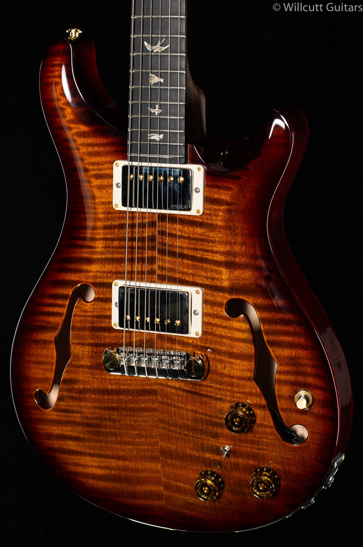 PRS Hollowbody II Black Gold Artist Package Rosewood Neck