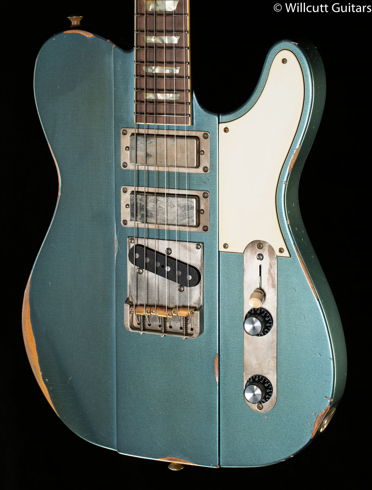 B3 Gene Baker Phoenix V Bound Fretboard and Inlays Distressed (094)