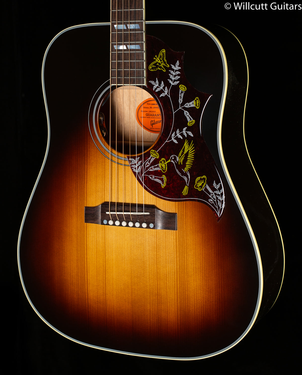 Gibson Custom Shop Willcutt Exclusive Hummingbird Standard Vintage Sunburst Red Spruce Top (035)