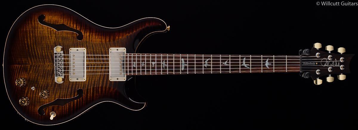 PRS Hollowbody II Black Gold Burst Wood Library Edition Korina Neck