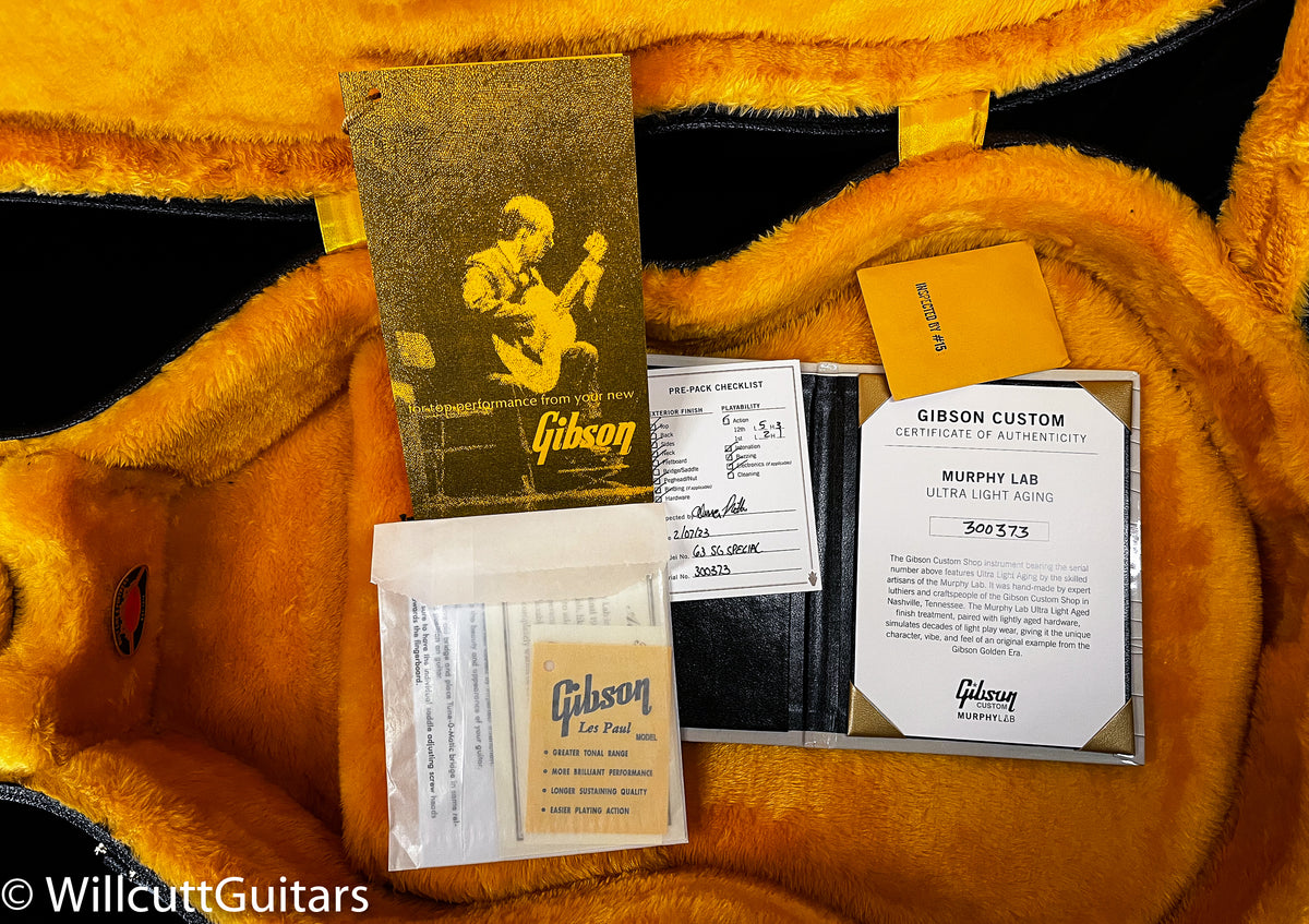 Gibson Custom Shop 1963 SG Special Murphy Lab Ultra Light Aged Classic White w/ Lightning Bar(373)
