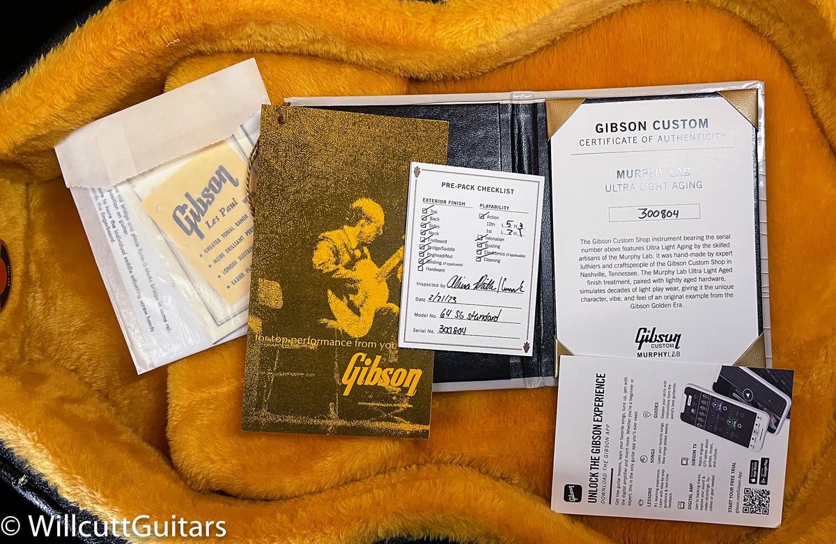 Gibson Custom Shop 1964 SG Murphy Ultra Light Aged Willcutt Exclusive Burgundy Mist (804)