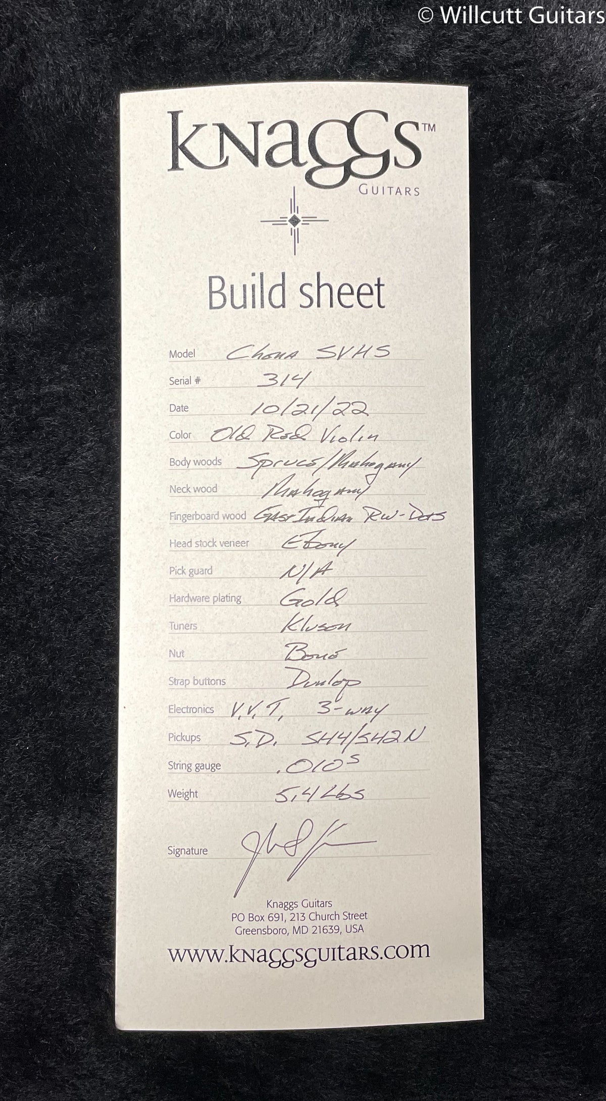 Knaggs Influence Chena Satin Old Red Violin (314)