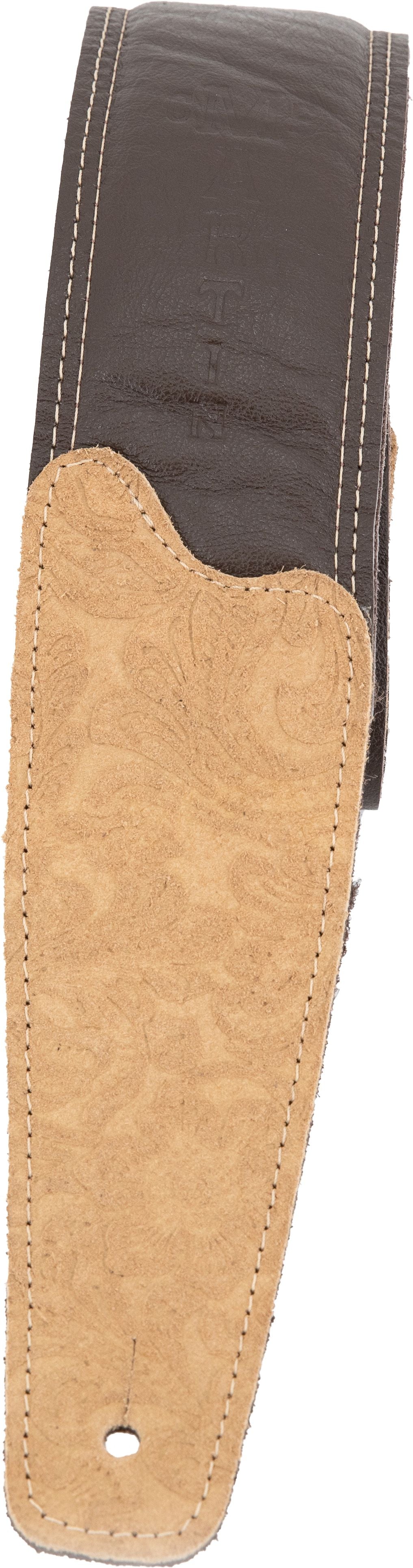 Martin Strap, Garment Leather, Floral Embossed, Dark Brown