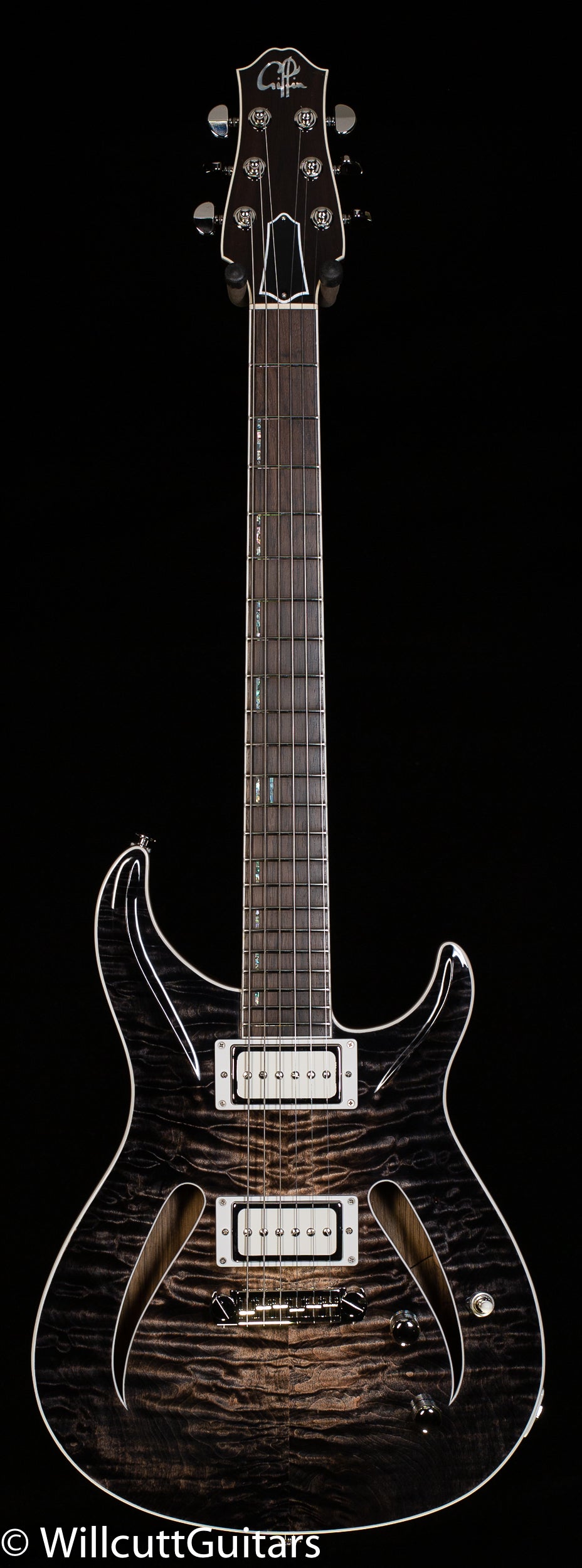 Giffin Standard Hollow Black Limba Charcoal Burst Quilt (210)