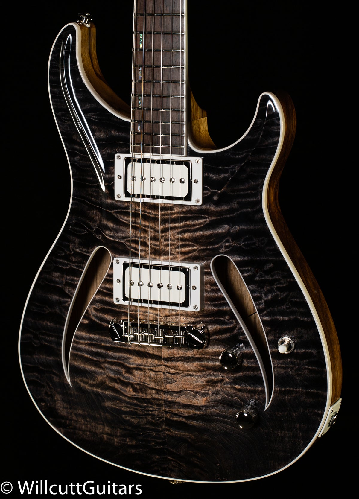 Giffin Standard Hollow Black Limba Charcoal Burst Quilt (210)