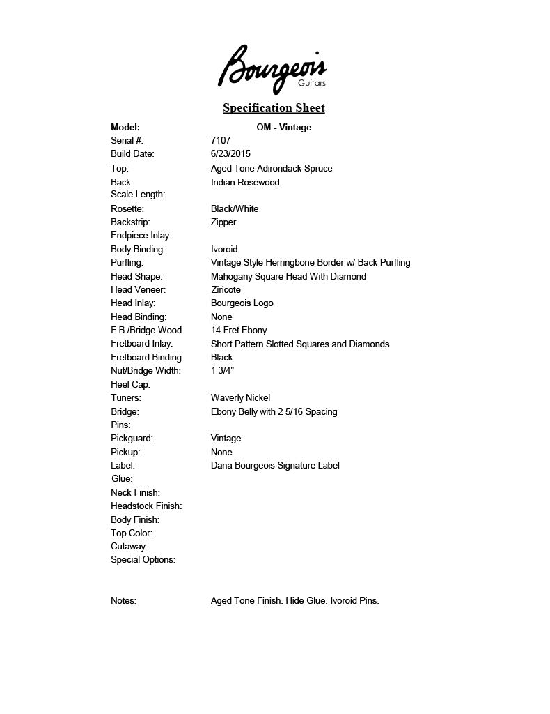 Bourgeois OM Vintage Deluxe AT Adirondack Rosewood