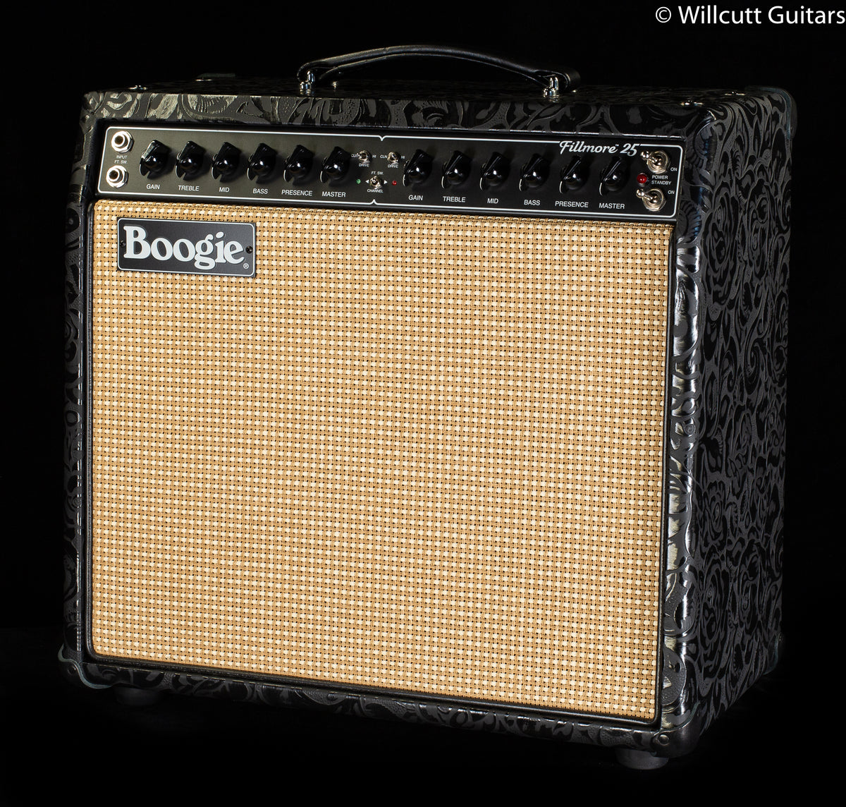 Mesa Boogie Fillmore 25 1x12 Combo Black Floral Embossed Leather, Black Corners