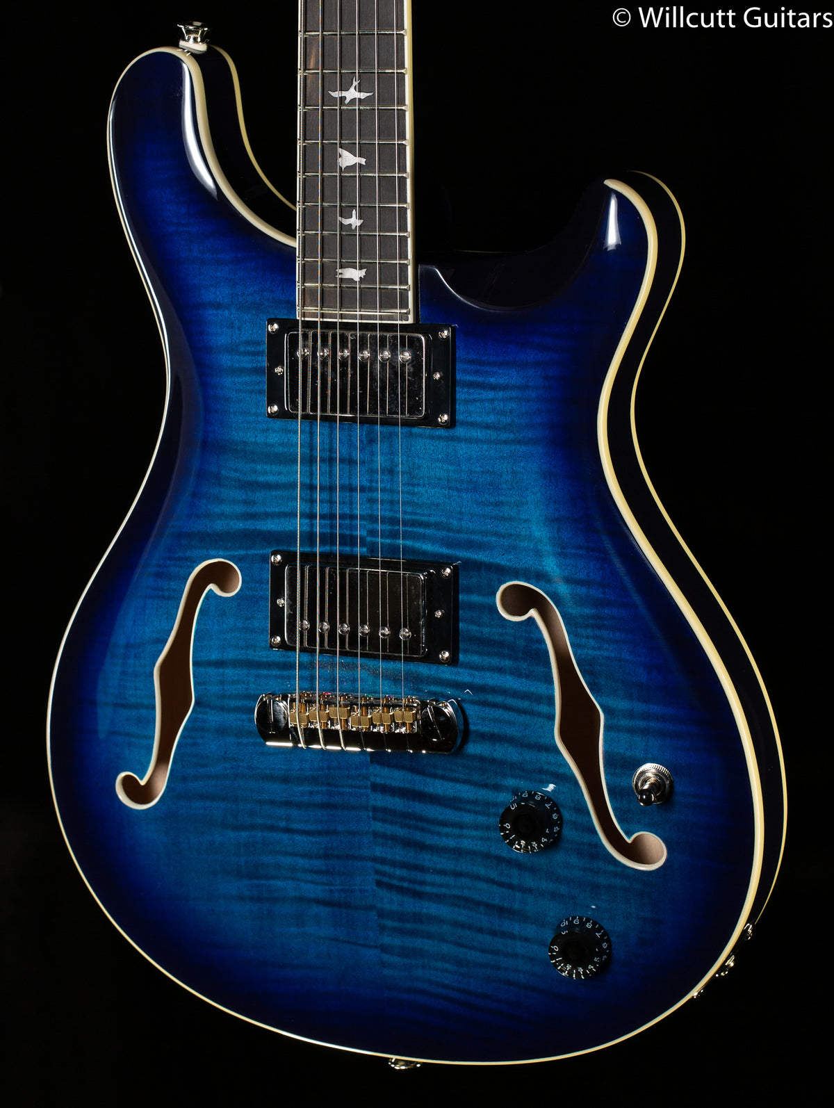 PRS SE Hollowbody II, Maple top and back Faded Blue Burst (144)