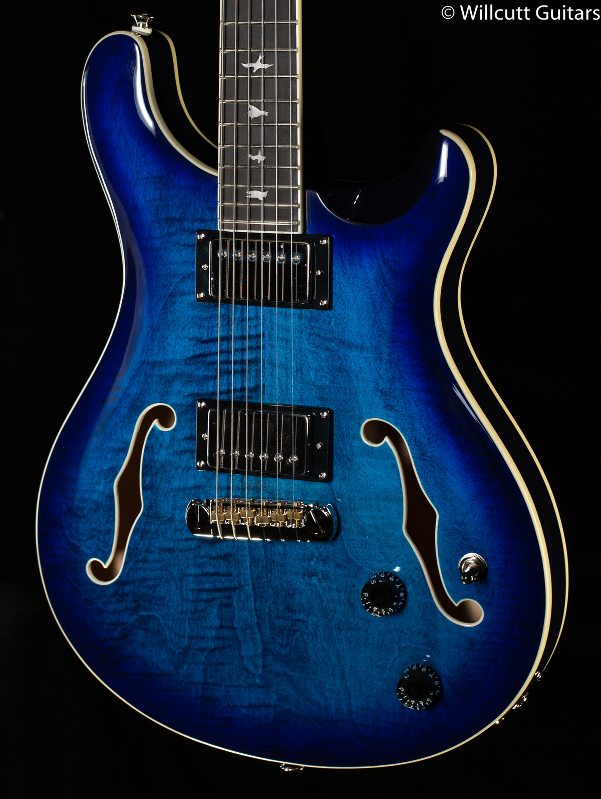 2022 PRS SE Hollowbody II, Maple top and back Faded Blue Burst (159)