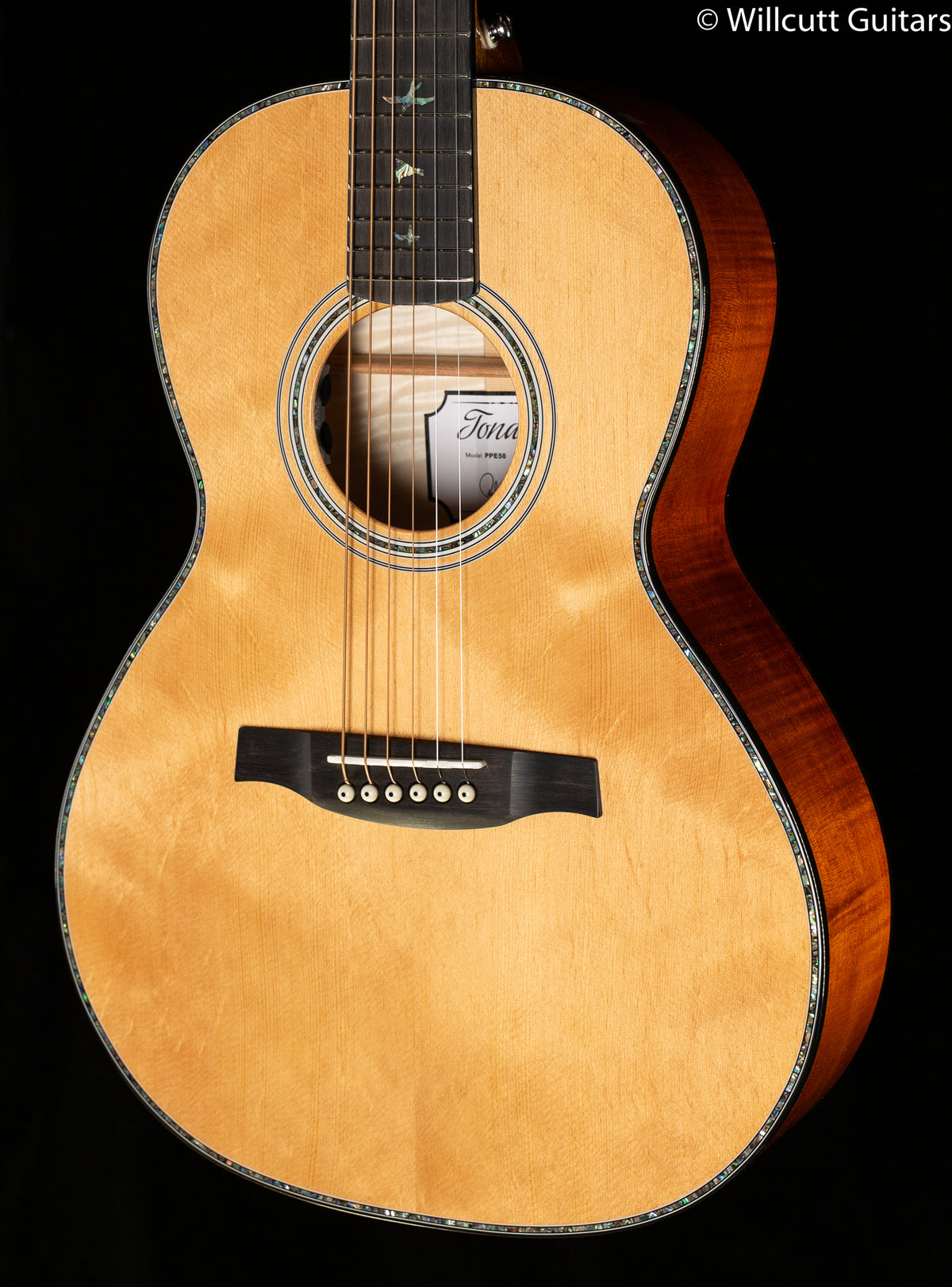 PRS SE P50e Black Gold Parlor Sitka Spruce Top (001)