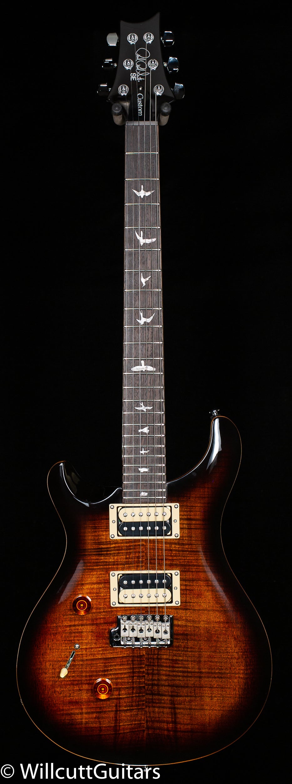 2022 PRS SE Custom 24 Black Gold Sunburst Lefty (364) - Willcutt Guitars