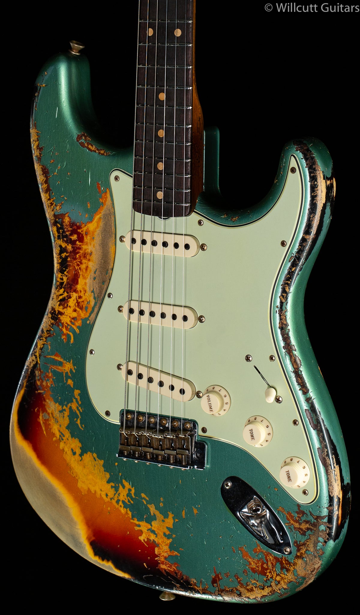 Fender Custom Shop LTD 60/63 Stratocaster Super Faded Aged Sherwood Green Metallic over 3-Tone Sunburst
