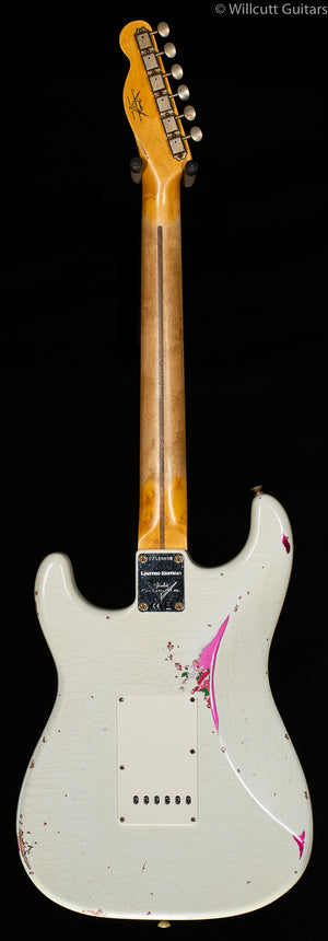 Fender Custom Shop LTD Mischief Maker Heavy Relic Aged Olympic White over Pink Paisley