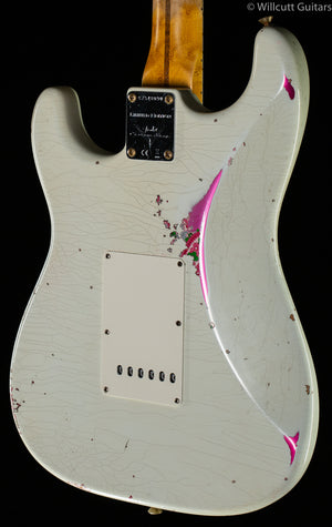 Fender Custom Shop LTD Mischief Maker Heavy Relic Aged Olympic White over Pink Paisley