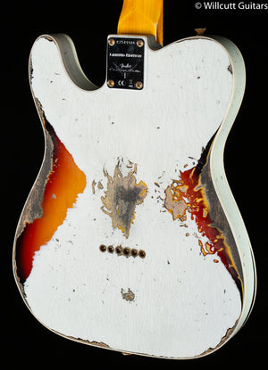 Fender Custom Shop LTD CuNiFe Telecaster Custom Heavy Relic Aged Olympic White Over 3-Tone Sunburst