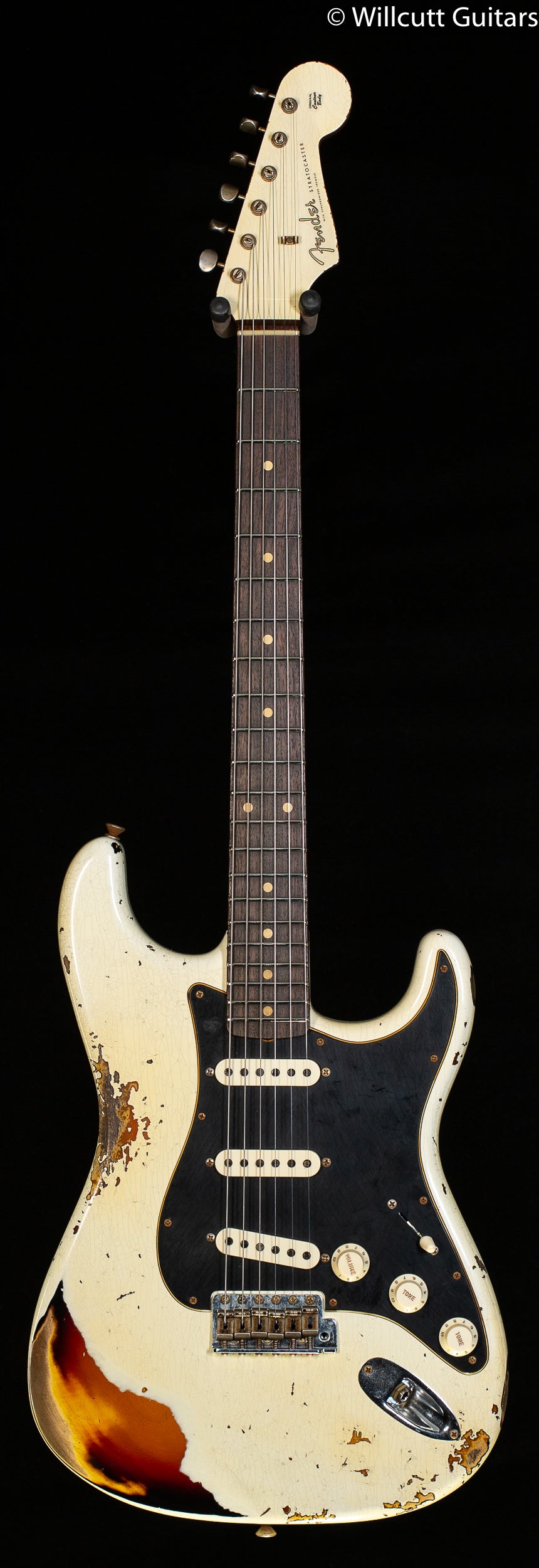 Fender Custom Shop LTD Dual-Mag II Strat Heavy Relic Aged Olympic White over 3-Tone Burst
