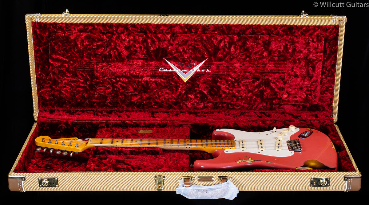 Fender Custom Shop 1956 Strat Heavy Relic Super Faded Aged Fiesta Red over 2-Color Sunburst