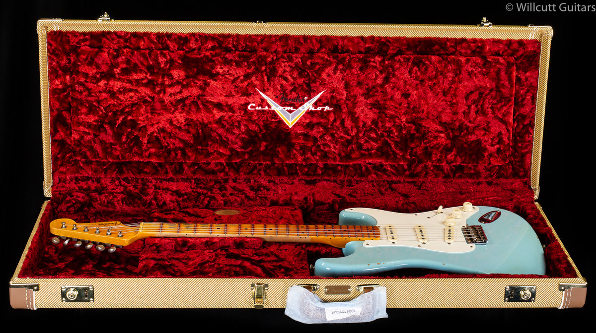 Fender Custom Shop 1957 Stratocaster Relic Maple Fingerboard Faded Aged Daphne Blue