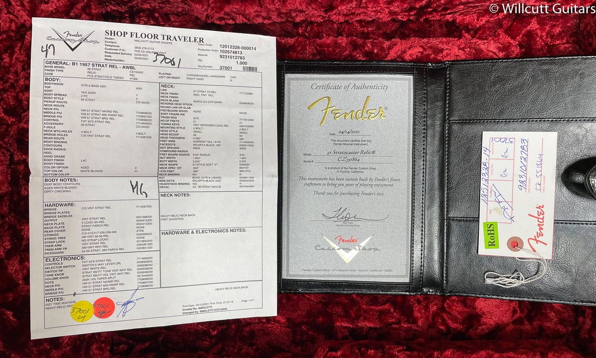 2021 Fender Custom Shop 1957 Stratocaster Relic Aged White Blonde