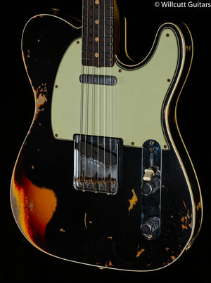 Fender Custom Shop 1960 Telecaster Custom Heavy Relic Aged Black over Chocolate 3-Color Sunburst