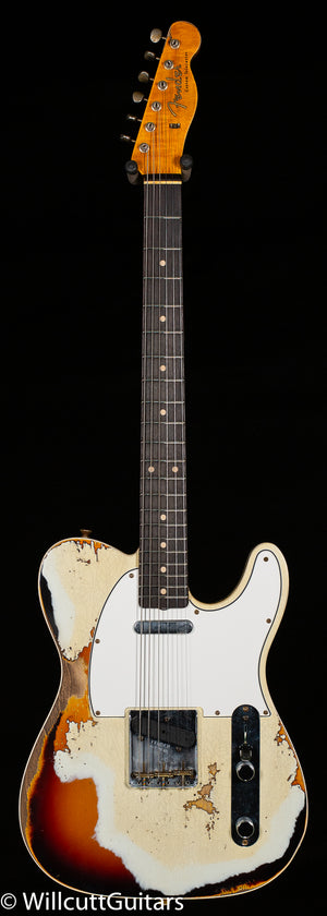 Fender Custom Shop 1959 Tele Custom Super Heavy Relic Aged Olympic White over 3-Color Sunburst