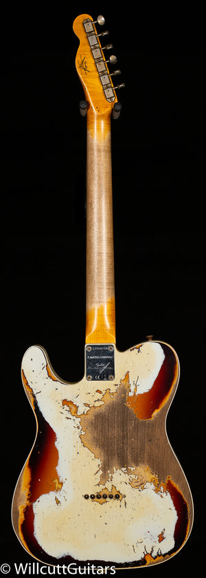 Fender Custom Shop 1959 Tele Custom Super Heavy Relic Aged Olympic White over 3-Color Sunburst