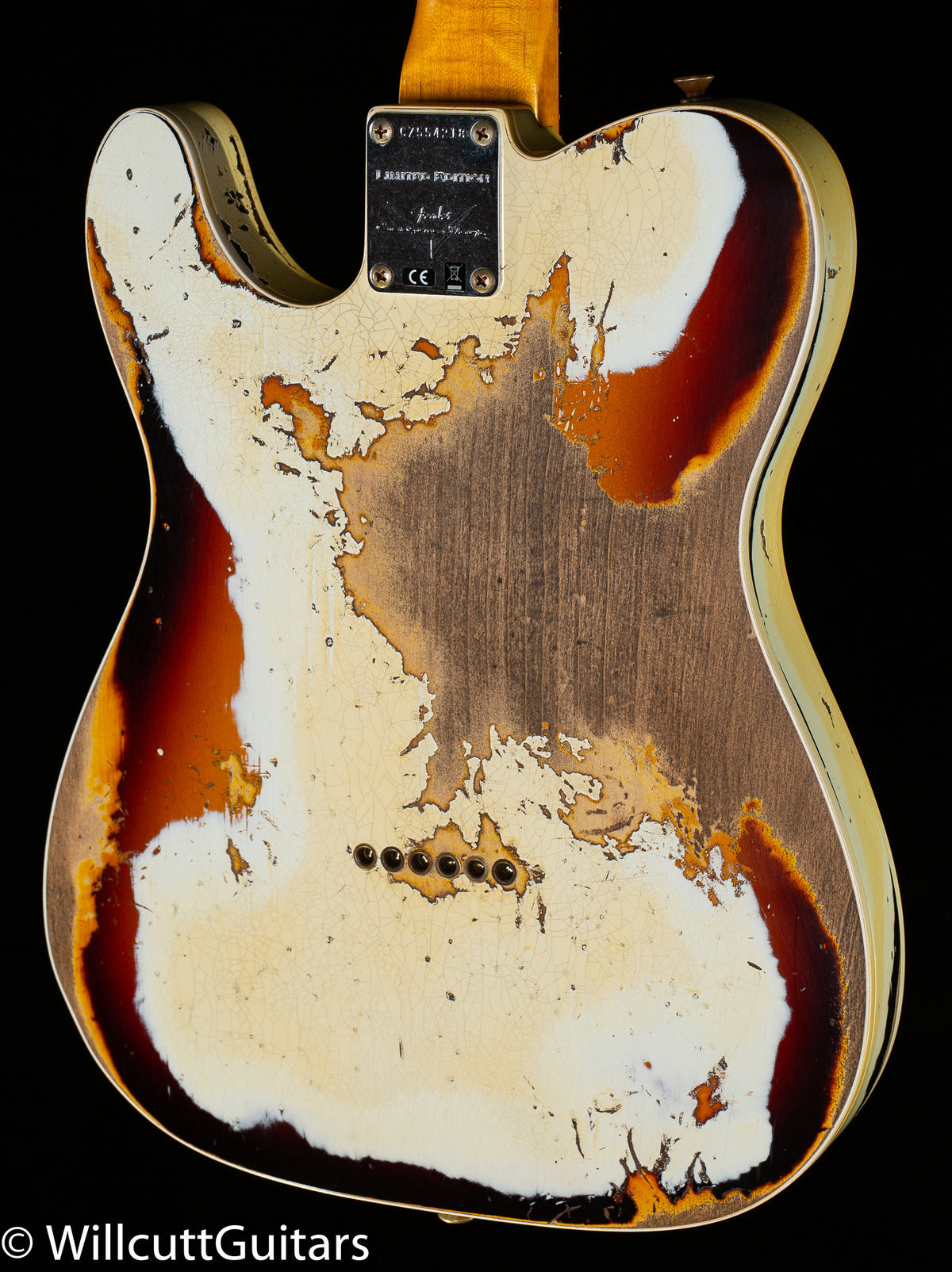 Fender Custom Shop 1959 Tele Custom Super Heavy Relic Aged Olympic White over 3-Color Sunburst