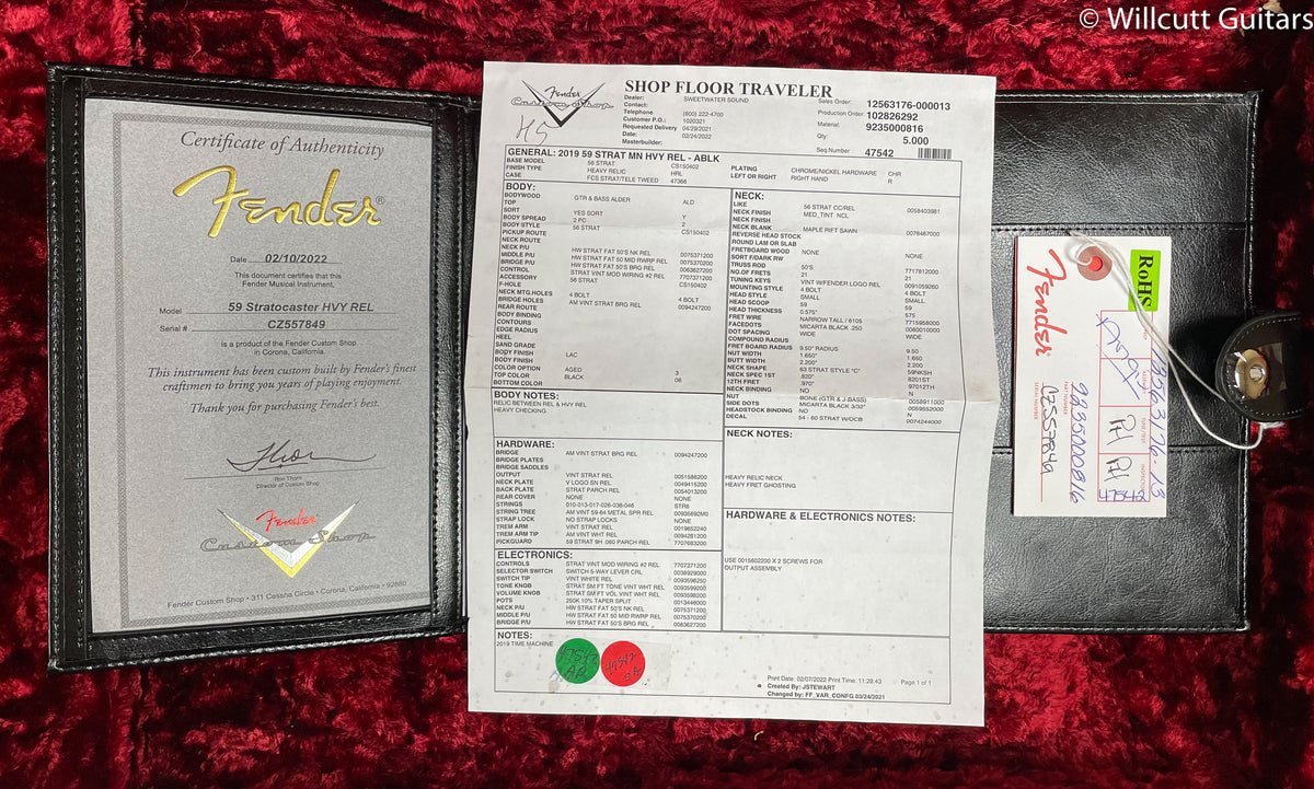 2022 Fender Custom Shop &#39;59 Strat Maple Neck Heavy Relic Black