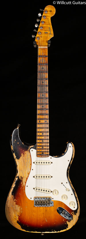 Fender Custom Shop Limited Edition Red Hot Strat Super Heavy Relic Faded Aged Chocolate 3-Color Sunburst (397)