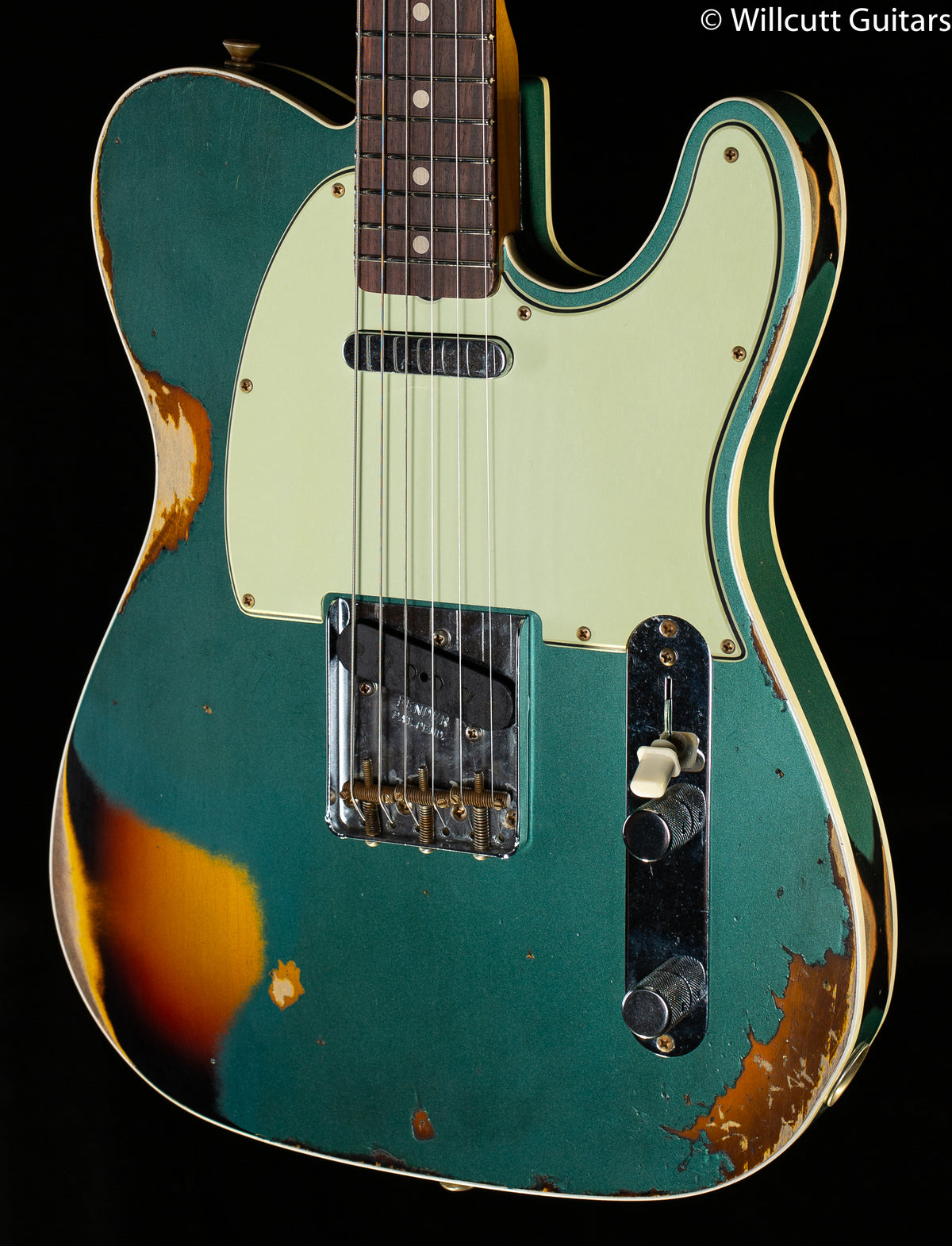 Fender Custom Shop LTD 1960 Telecaster Custom Heavy Relic Aged Sherwood Green/3-Tone Sunburst (407)