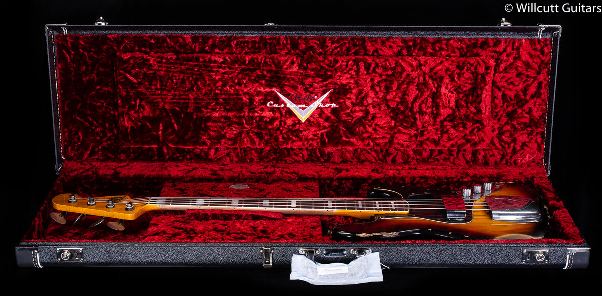 Fender Custom Shop Limited Edition Custom Jazz Bass Heavy Relic Round-Lam Rosewood Fingerboard, Faded Aged 3-Color Sunburst (972)