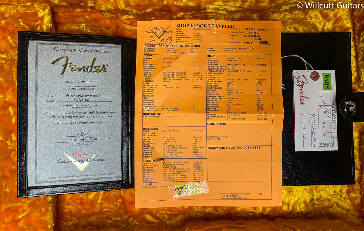 Fender Custom Shop 1961 Stratocaster Heavy Relic Aged Ocean Turquoise over 3-Color Sunburst (261)