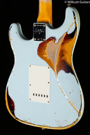 Fender Custom Shop 1961 Stratocaster Heavy Relic Super Faded Aged Sonic Blue/3-Color Sunburst (419)