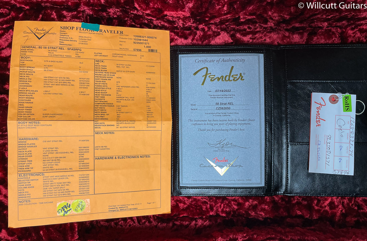 Fender Custom Shop 1958 Stratocaster Relic Super Faded Aged Surf Green (650)