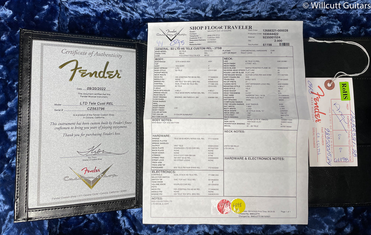 Fender Custom Shop Limited Edition HS Telecaster Custom Relic 3-Color Sunburst (796)