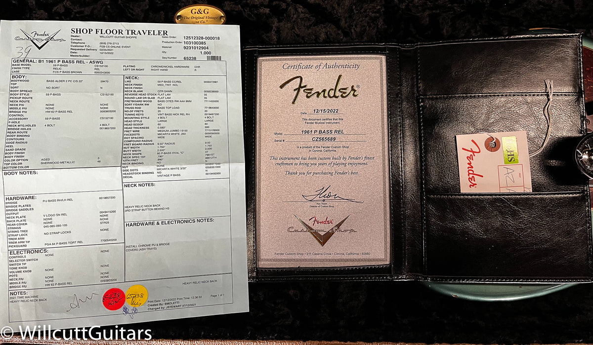 Fender Custom Shop 1961 Precision Bass Relic Aged Sherwood Green (689)