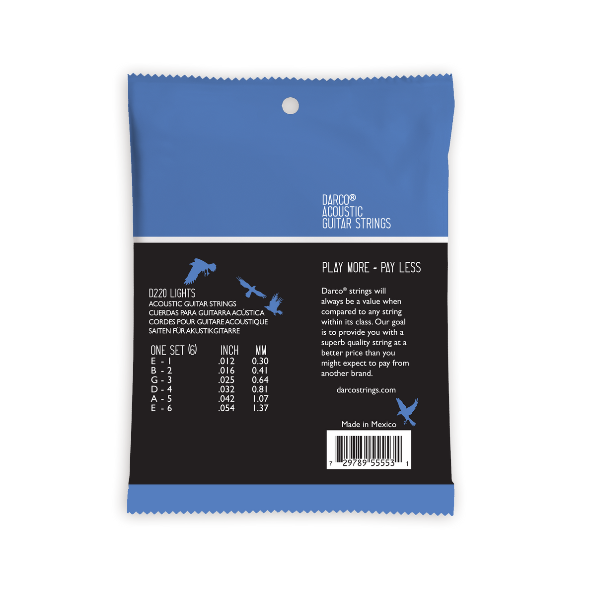 Darco Acoustic Phosphor Bronze Guitar Strings -.012-.054 Light