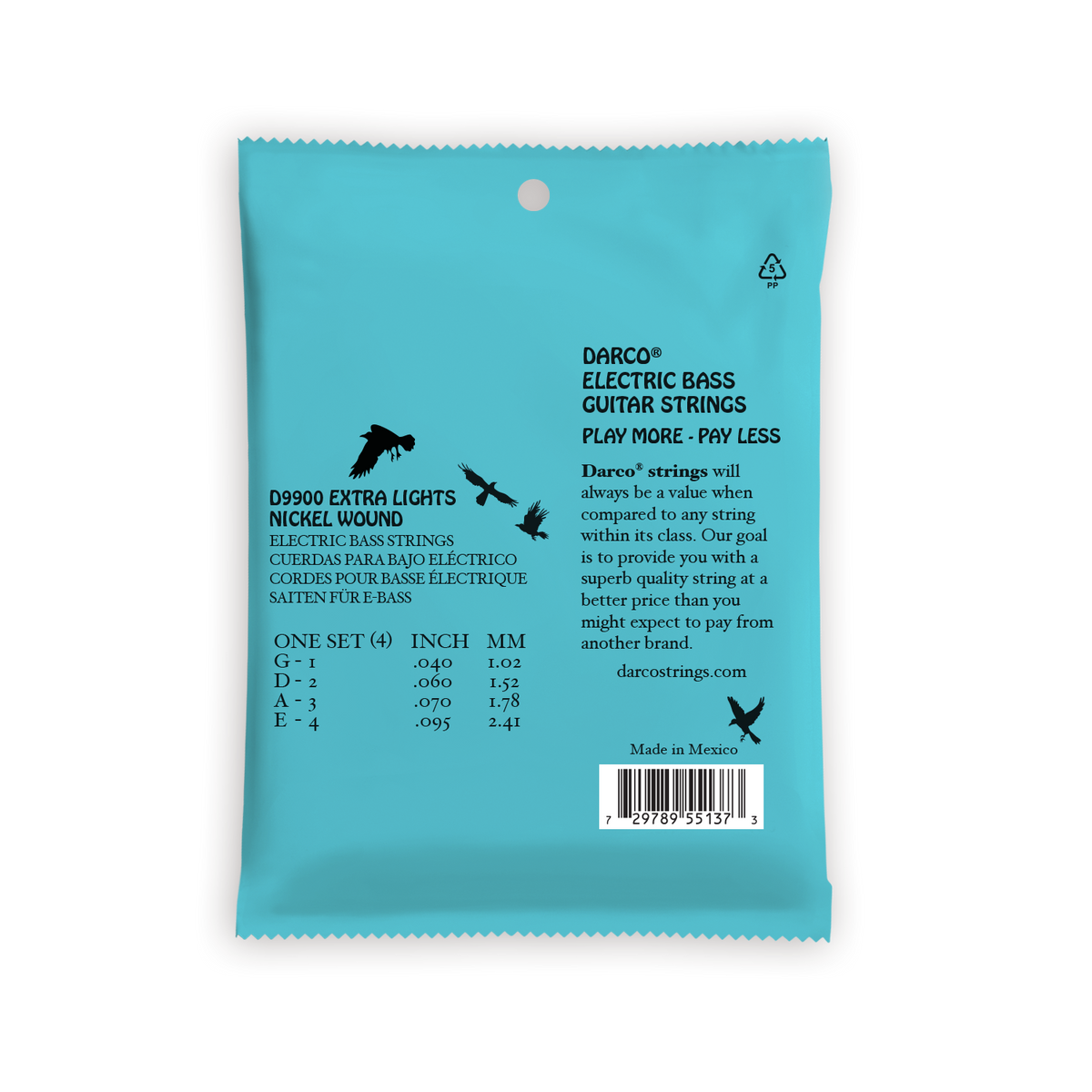 Darco Electric Bass Strings -.040-.095 Extra Light