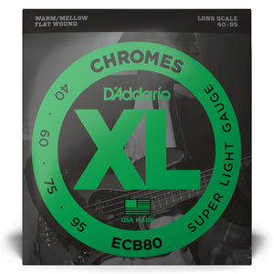 D'Addario ECB80 40-95 Light, Long Scale, XL Chromes