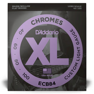 D'Addario ECB84 40-100 Custom Light, Long Scale, XL Chromes