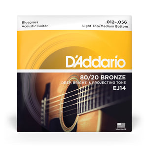 D'Addario EJ14 12-56 Light Top/Medium Bottom, Bluegrass, 80/20 Bronze