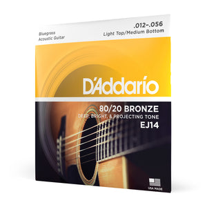 D'Addario EJ14 12-56 Light Top/Medium Bottom, Bluegrass, 80/20 Bronze