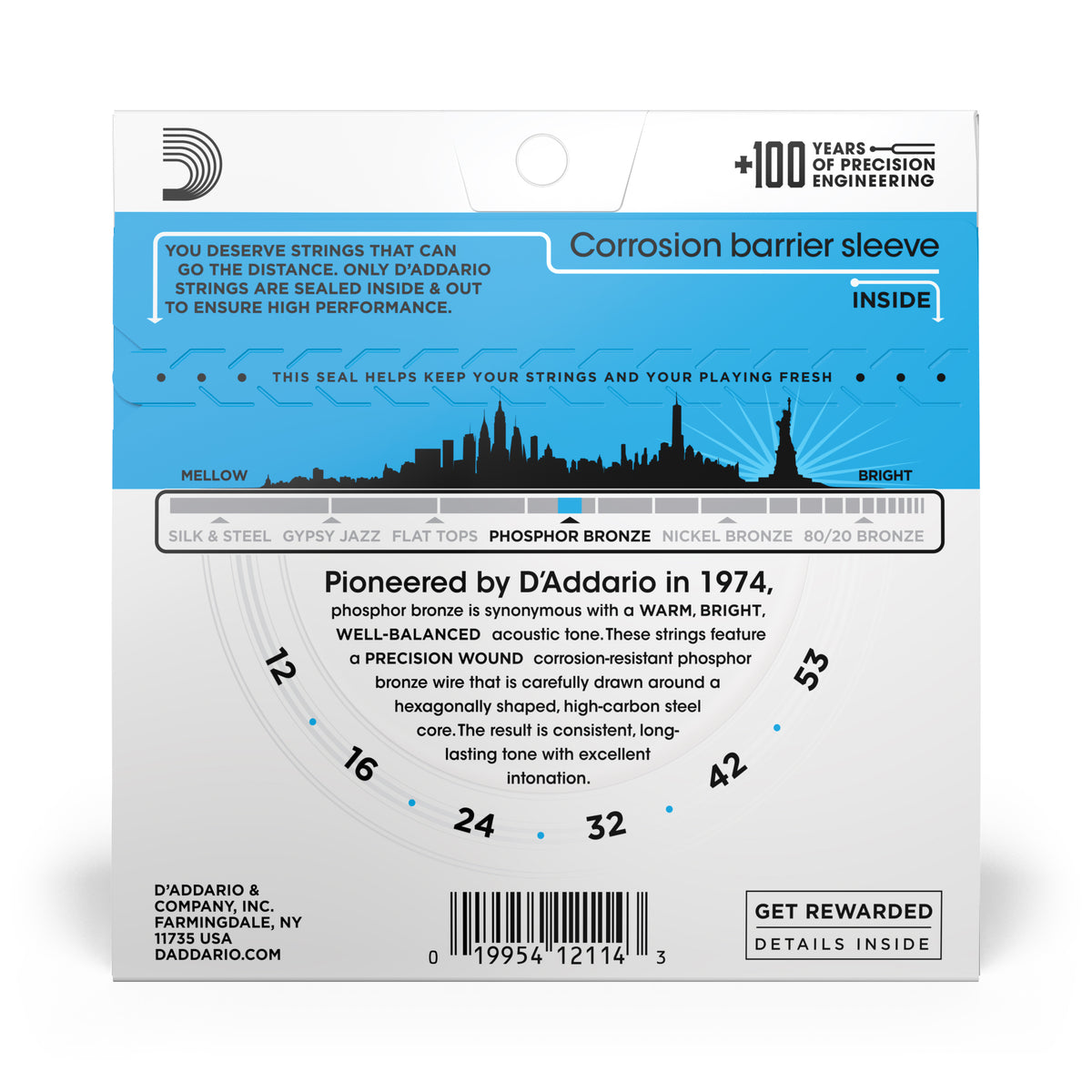 D'Addario EJ16 12-53 Light Phosphor Bronze